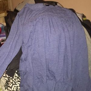 Blue long sleeve top with cute knit design
